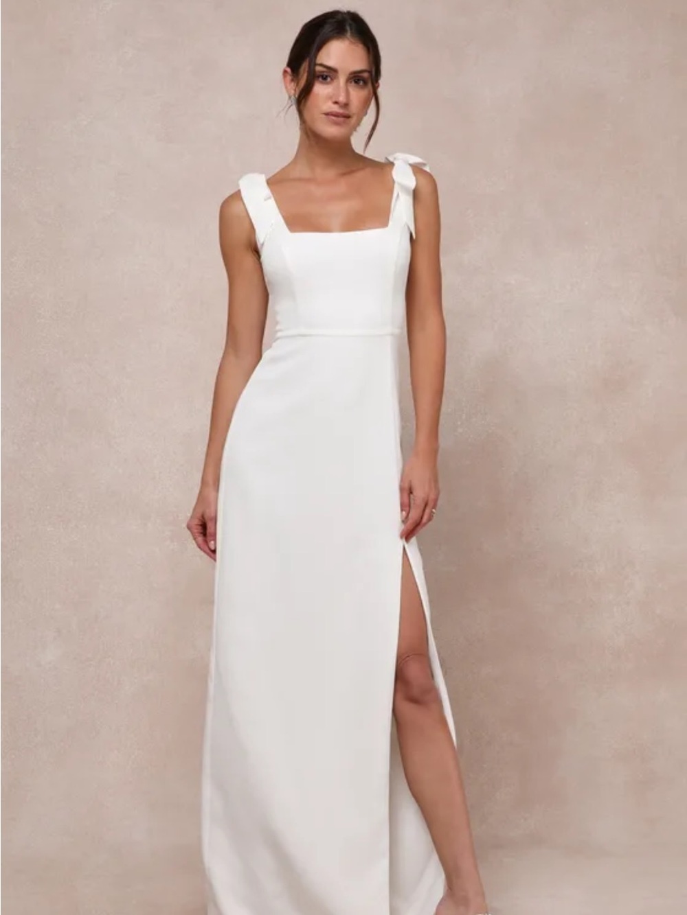 Lulu's NWT Your Sweetie White Tie Strap Column Bridal Maxi Dress Size M
